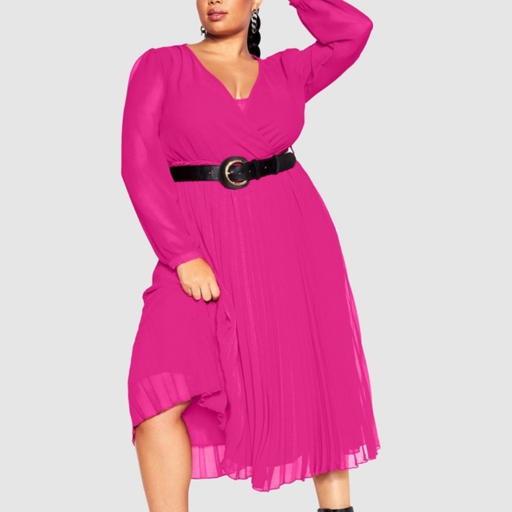 NWT City Chic Precious Pleat Dress in pink color in size XXL (size 24 US) - Picture 1 of 8